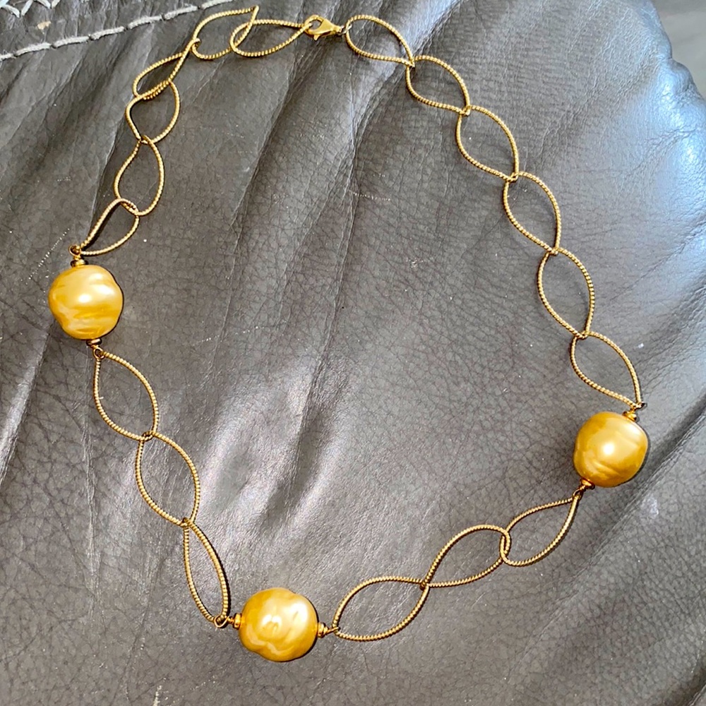 Majorica 12mm Gold Champagne Pearl 16” Necklace